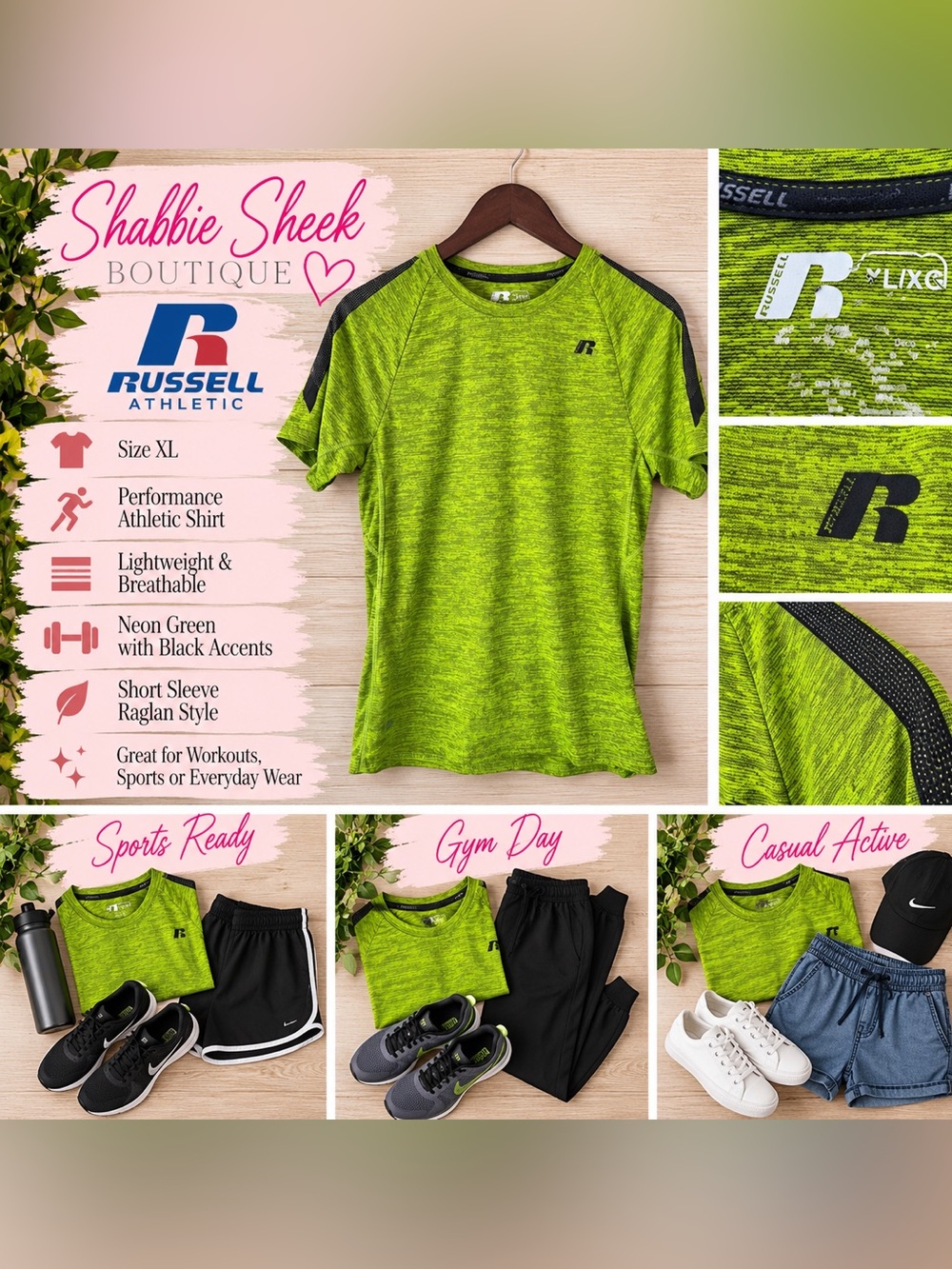 Russell Athletic Boys XL Neon Green Performance Athletic Shirt